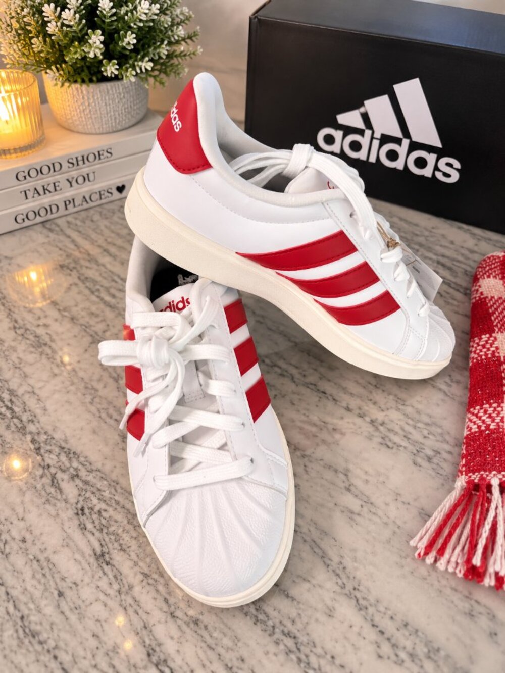 Adidas Streettalk White Red Stripe Sneakers Women’s 7 Youth 5.5 NWT